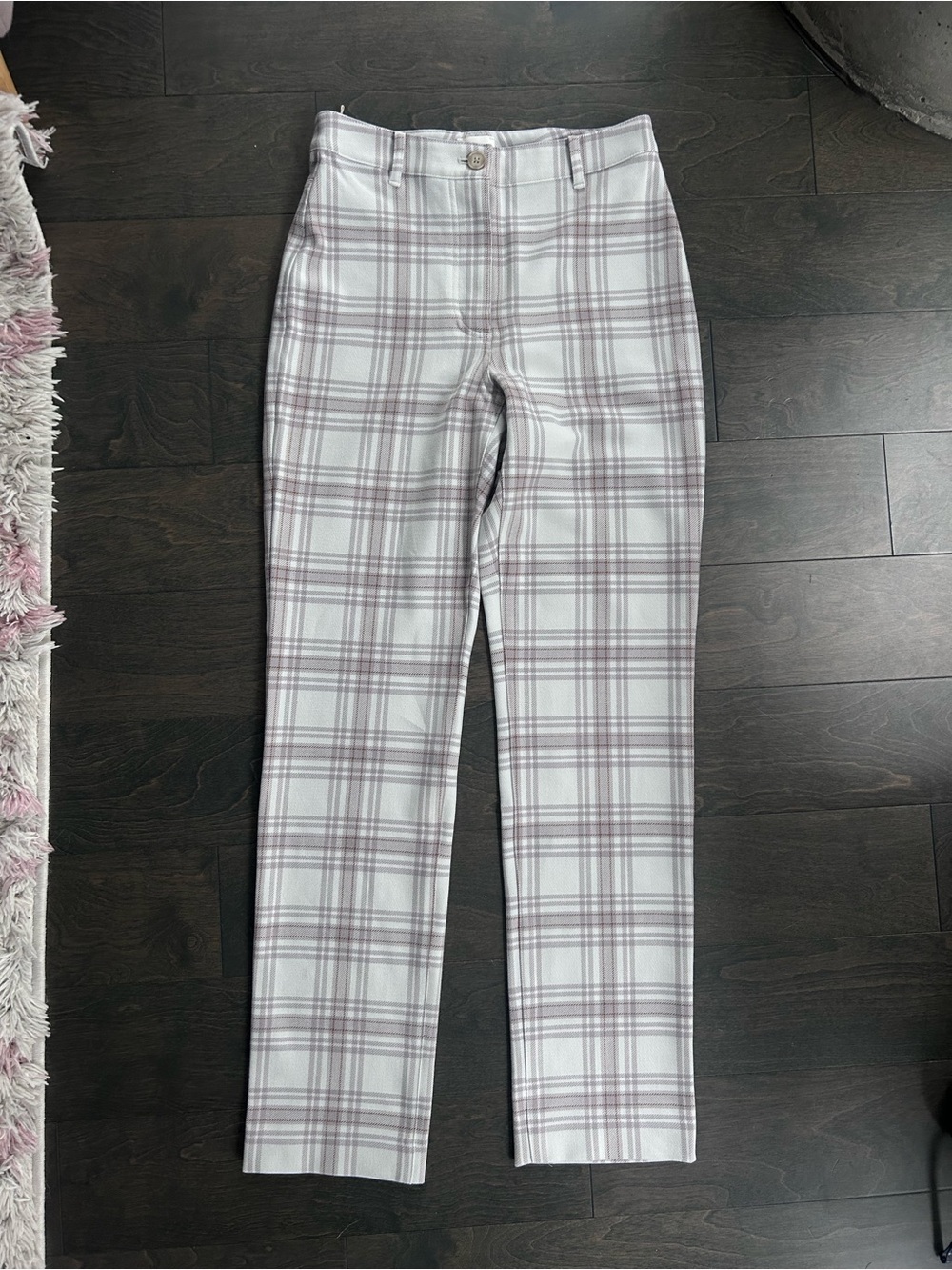 Wilfred White and Mauve Plaid Straight-Leg Pants